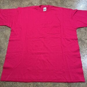 Vintage 80s Seldvedge Pocket T Shirt Hot Pink XL Made In USA Munsingwear